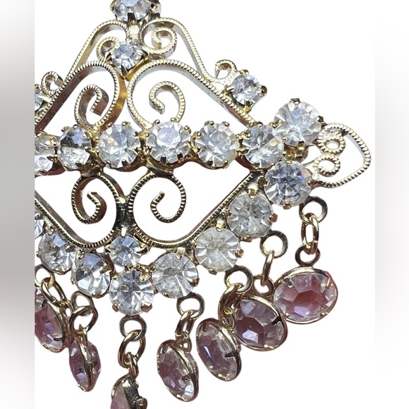 Vintage Gold Toned Crystal Broach - Picture 4 of 6